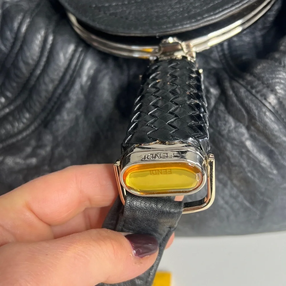 Fendi Small Spy Bag Black Lamb Leather Zucca Interior